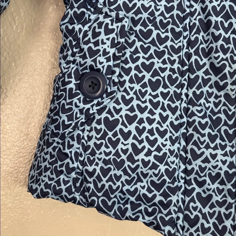 Lands End Girls Size 4 Small Winter Coat Jacket Heart Print Blue